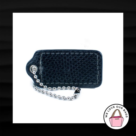 2" Med COACH BLACK PYTHON EXOTIC LEATHER NICKEL FOB BAG CHARM KEYCHAIN HANG TAG - Picture 2 of 2